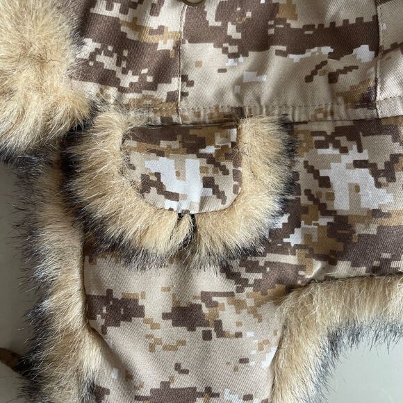 Nathaniel Cole Crown Cap Large Trapper Aviator Hat Camo Faux Fur - Picture 7 of 12